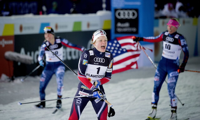 Lahti 20170223 : Lahti2017 : VM på ski. Maiken Caspersen Falla jubler etter seieren på kvinnenes sprint . Foto: Bjørn Langsem / Dagbladet